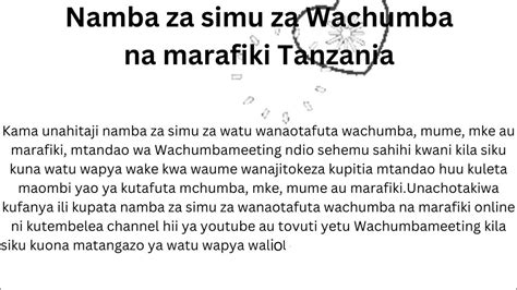 Click hapa kuona na kupata <b>namba</b> <b>za</b> simu <b>za</b> wanaotaka kuoa na kuolewa, wanatafuta <b>wachumba</b>. . Namba za wachumba